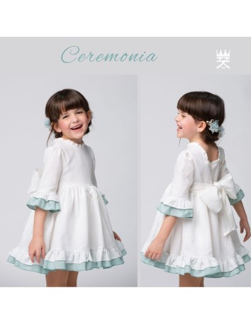 Alhuka colección Ceremonia Vestido Beige Verde Empolvado