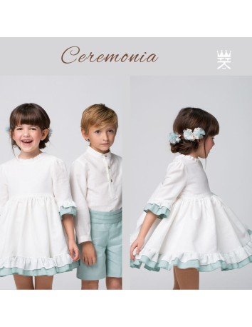 Alhuka colección Ceremonia Vestido Beige Verde Empolvado 2