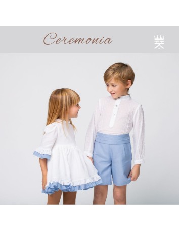 Alhuka colección Ceremonia Vestido Beige y Azul Cielo 2