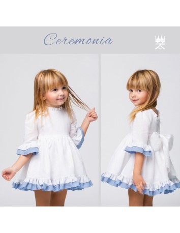 Alhuka colección Ceremonia Vestido Beige y Azul Cielo