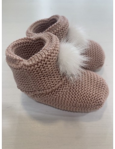Pangasa botita patuco pompon color rosa vintage