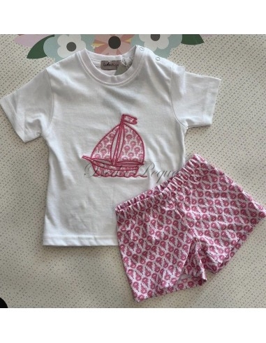 La Ormiga Camiseta y bóxer niño flores rosas