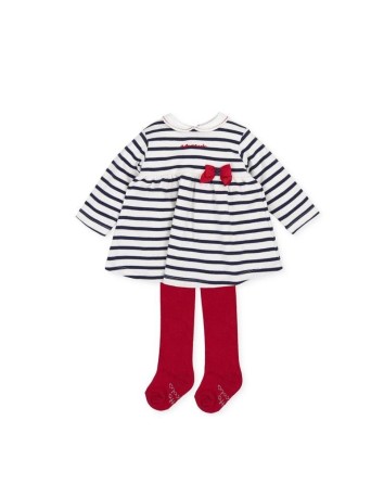 Tutto Piccolo Vestido rayas con Leotardos