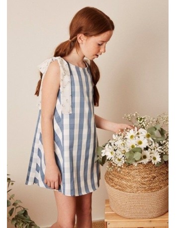 Dadati Vestido Cuadros Azul-Blanco con cortes laterales... 2