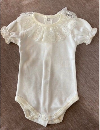 Valentina Bebés Body Cuello Encaje Marfil