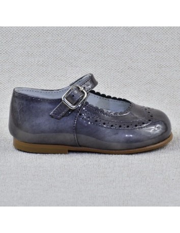 Guxs Zapato Merceditas Niña Piel Gris Metalizado 2