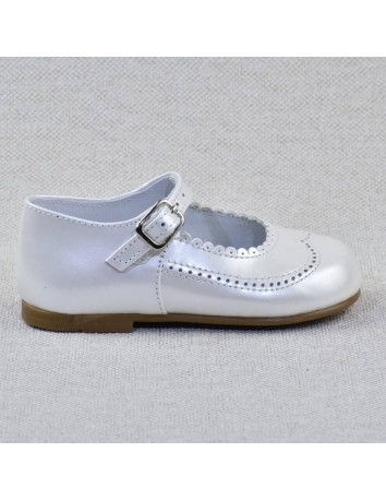 Guxs Zapato Merceditas Niña Piel Blanco Perlado 2