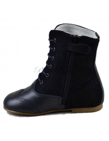 Guxs Bota Pascuala Niña Piel Azul Marino combinada