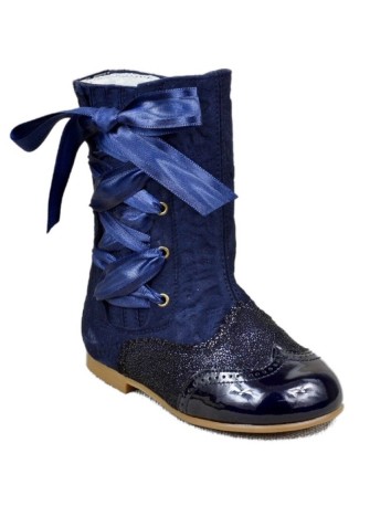 Guxs  Bota Pascuala Niña combinada en Charol Azul y Ante... 2