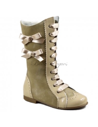 Bota Pascuala Niña Alta combinada en Piel...