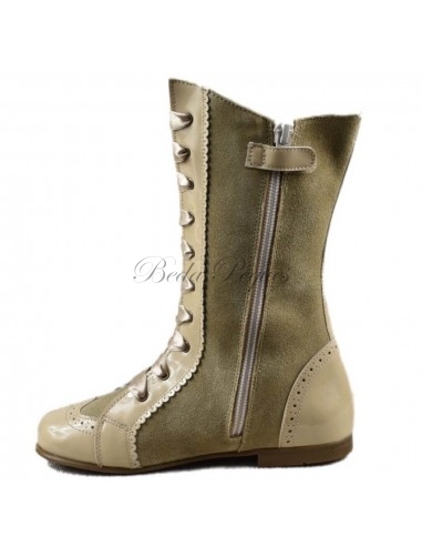 Bota Pascuala Niña Alta combinada en Piel...
