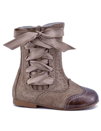 Guxs Bota Pascuala Niña combinada en Charol Camel y Ante...