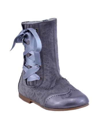 Guxs Bota Pascuala Niña combinada en Charol Gris y Ante... 2
