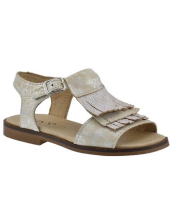 Guxs  Sandalia Niña Piel Flecos Beige