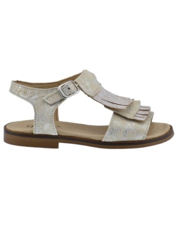 Guxs  Sandalia Niña Piel Flecos Beige 2
