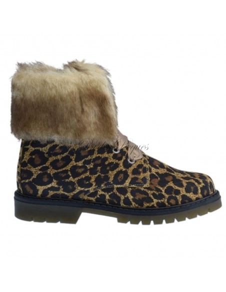 Guxs Bota Leopardo Pelo con cordones