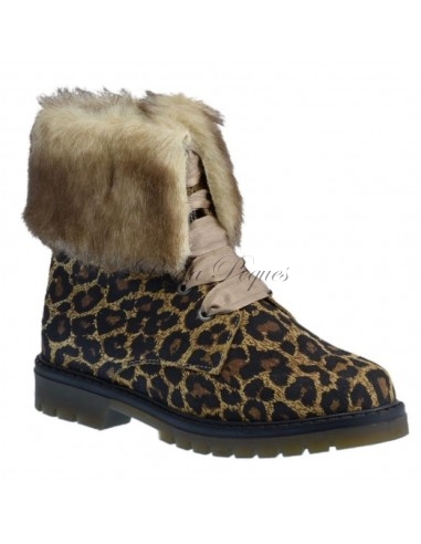 Guxs Bota Leopardo Pelo con cordones