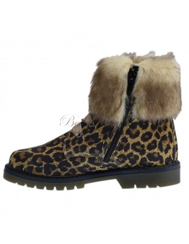 Guxs Bota Leopardo Pelo con cordones