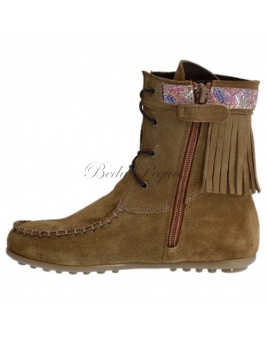 Guxs Mohicana Piel Serraje  con flecos Camel