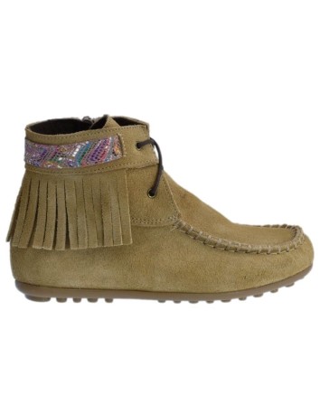 Guxs Mohicana Piel Serraje  con flecos Camel baja