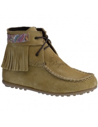Guxs Mohicana Piel Serraje  con flecos Camel baja