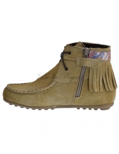 Guxs Mohicana Piel Serraje  con flecos Camel baja