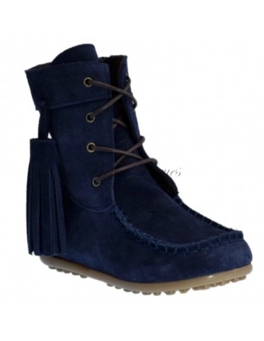 Bota Mohicana de Piel con Borla Lateral en...