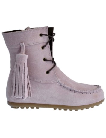 Bota Mohicana de Piel con Borla Lateral en color Rosa