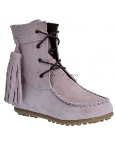 Bota Mohicana de Piel con Borla Lateral en...