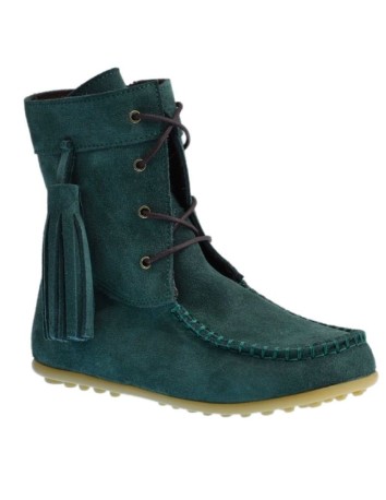 Bota Mohicana de Piel con Borla Lateral en color Verde... 2