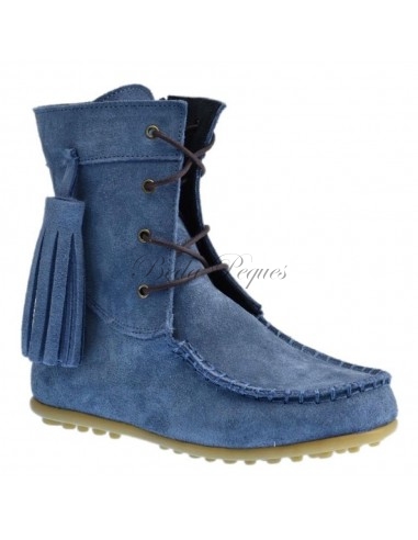 Bota Mohicana de Piel con Borla Lateral en...