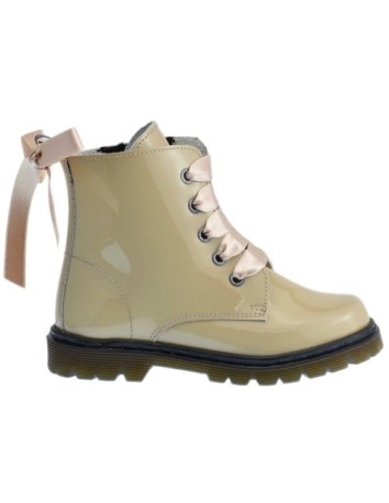 Guxs Bota Militar piel Charol Arena con Cordones