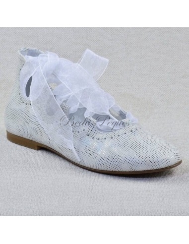 Guxs Zapato Ceremonia Piel Reflejos Blanco con Lazo