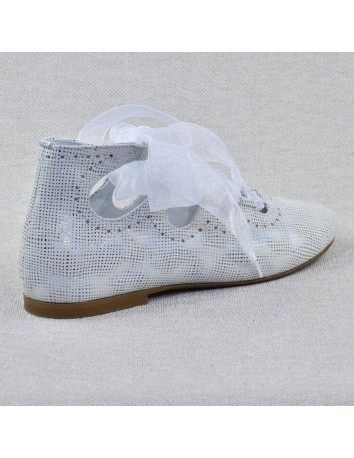Guxs Zapato Ceremonia Piel Reflejos Blanco con Lazo 2
