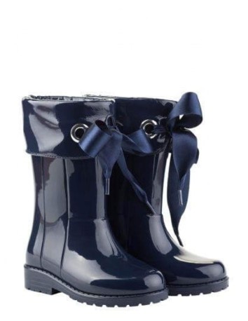 Bota de Agua Marino Charol con Lazo decorado