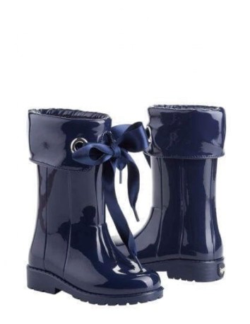Bota de Agua Marino Charol con Lazo decorado 2