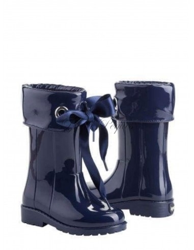 Bota de Agua Marino Charol con Lazo decorado