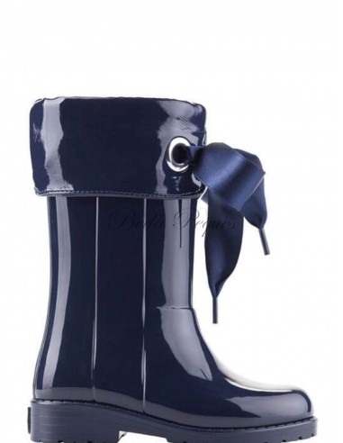 Bota de Agua Marino Charol con Lazo decorado