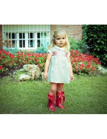 Bota de Agua Roja Charol con Lazo