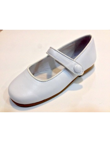 Zapato Merceditas Niña Ceremonia Piel Blanco