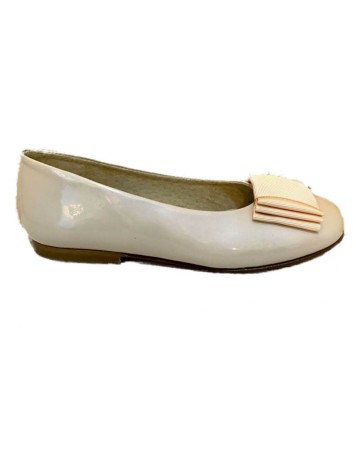 Guxs Bailarina Lazo Piel Charol Crema