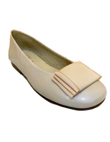 Guxs Bailarina Lazo Piel Charol Crema 2