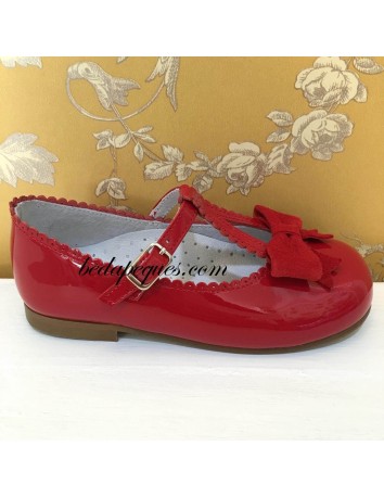 Guxs Merceditas Piel Charol Lazo Rojo 2