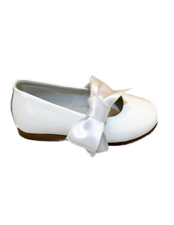 Guxs Merceditas Lazo lateral Piel Charol Blanco
