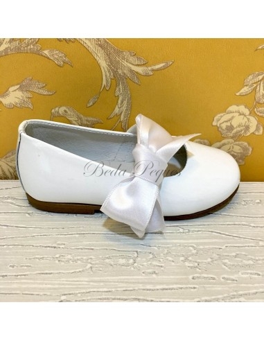 Guxs Merceditas Lazo lateral Piel Charol Blanco