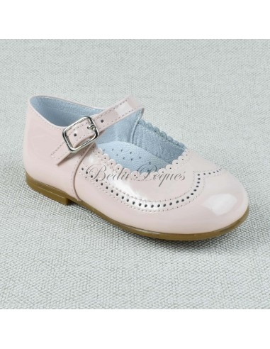 Guxs Zapato Merceditas Niña Piel Charol Rosa