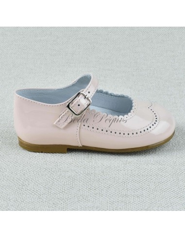 Guxs Zapato Merceditas Niña Piel Charol Rosa