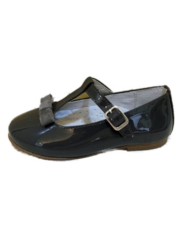 Guxs Zapato Pepito, Niña Charol Piel Gris Humo