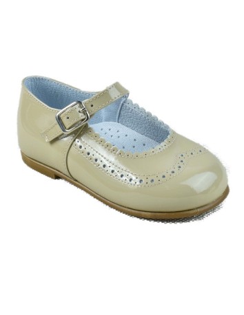 Guxs Zapato Merceditas Niña Piel Charol Taupe