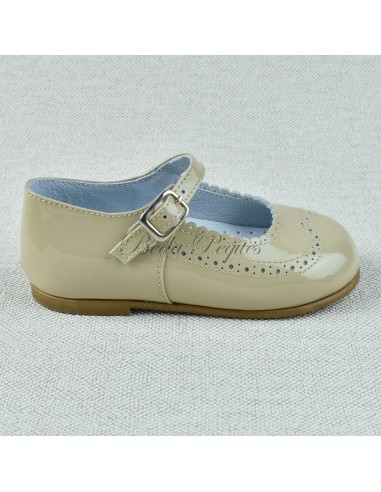 Guxs Zapato Merceditas Niña Piel Charol Taupe